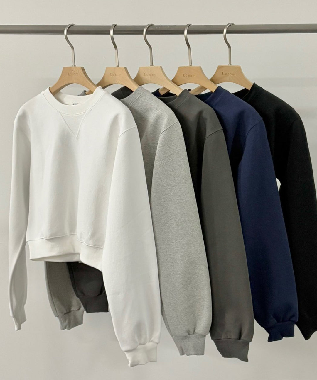 Semi-Crop Ribbed Hem Basic Sweatshirt – Made in Korea